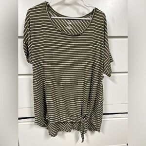 EVRI Olive Striped Women's Top